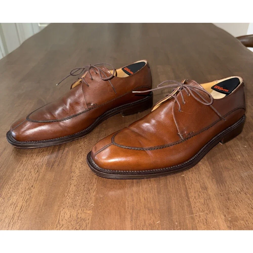 Mezlan Torello Apron Toe Derby Brown Leather Lace Up Dress Shoes Spain Mens 11W